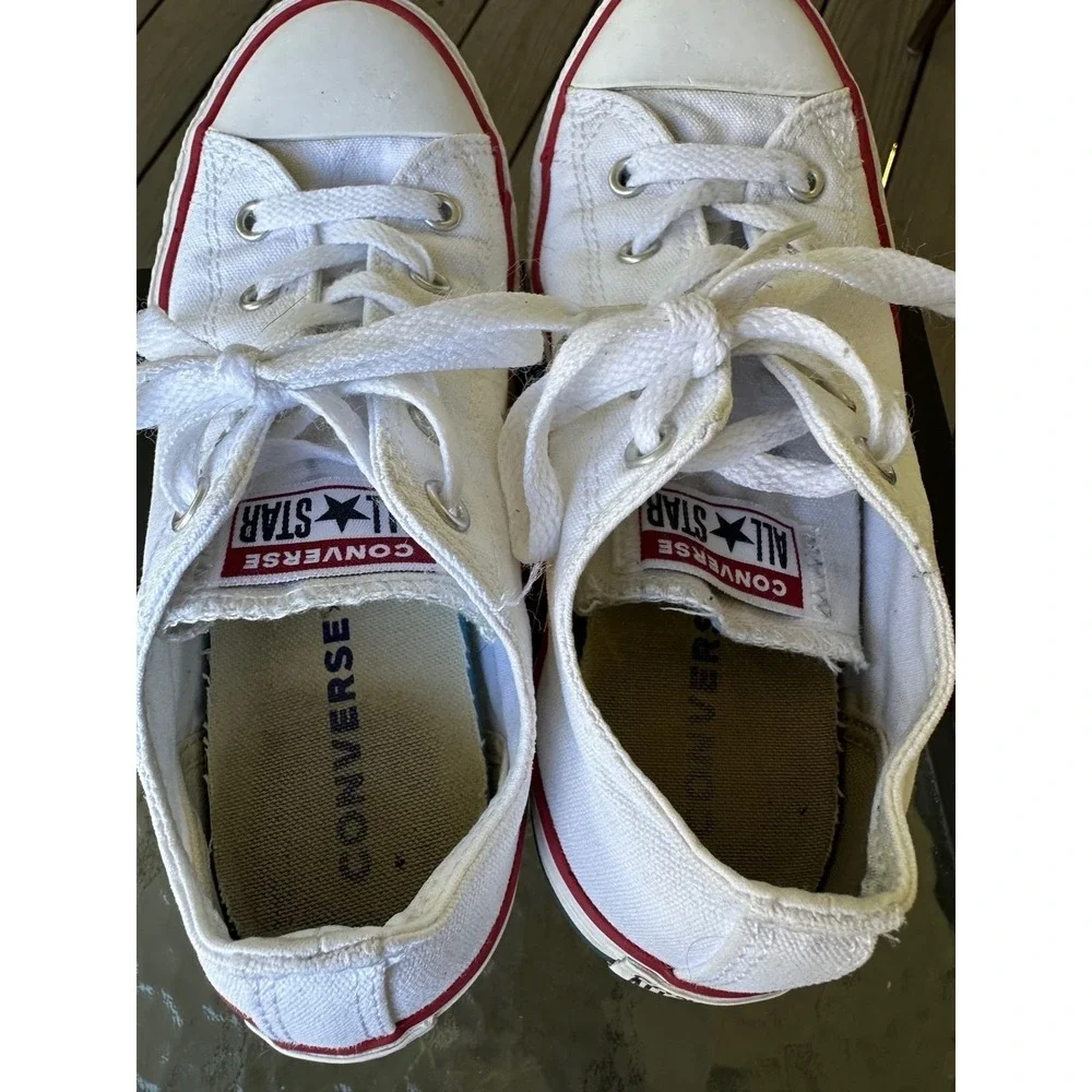 Converse All Star White Canvas Sneakers Low Top‎ Youth Shoes Size 3